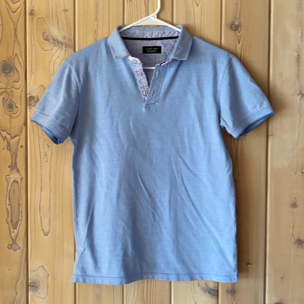 Zara Man• Blue Polo Shirt w Accents• S/M